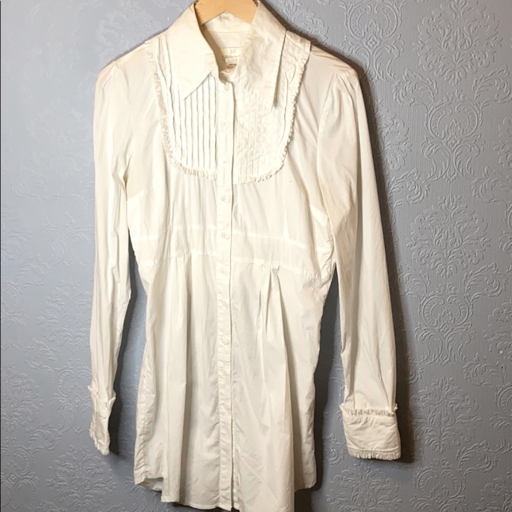Dept white cotton tuxedo tunic top